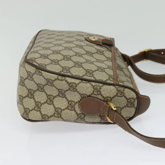 GUCCI GG Supreme Web Sherry Line Bag PVC Beige Gold 89 02 077 Auth 128012 - Picture 6 of 16